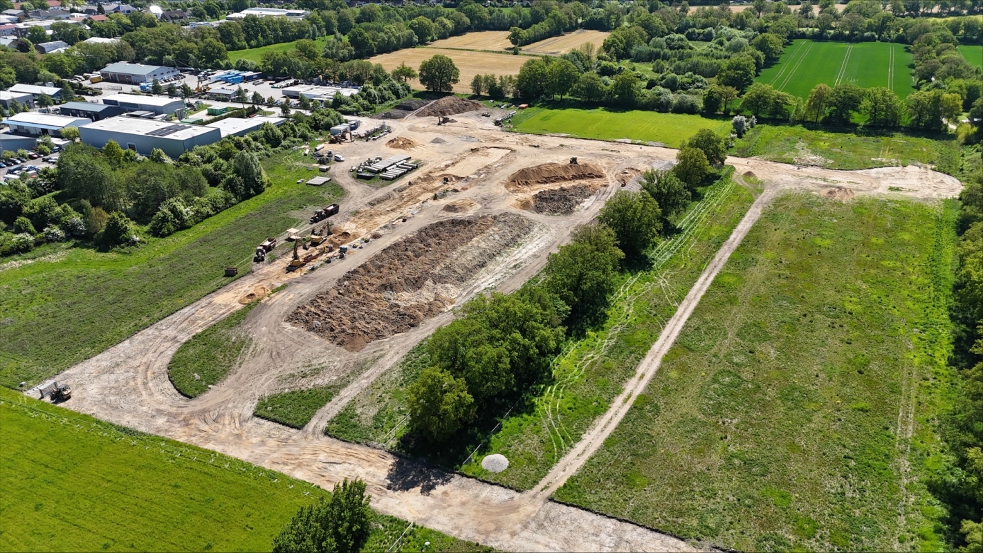 Drohnenfoto Baufirma, Stand Erschließungsarbeiten Mai 2025